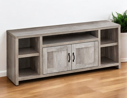 Taupe Distressed Wood Media Console