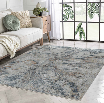 8 x 10 Beige Blue Power Loom Rug