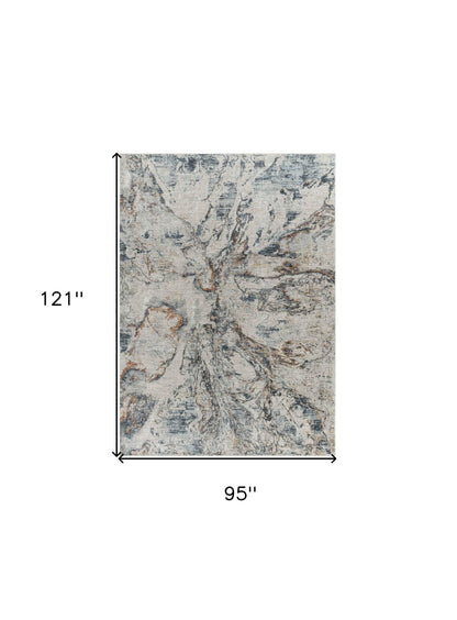 8 x 10 Beige Blue Power Loom Rug