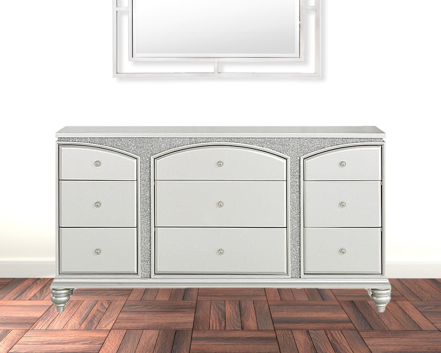 Blue and Green Solid Wood 7-Drawer Standard Chest