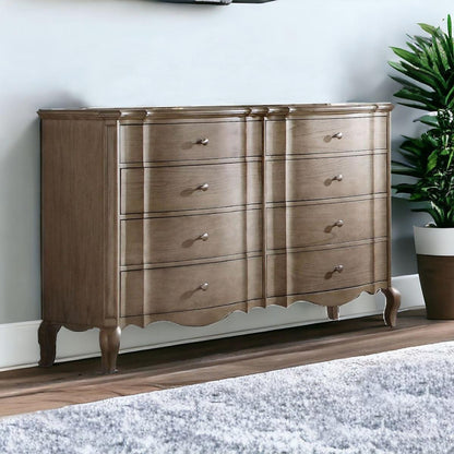 Taupe Solid and Manufactured Wood Eight Drawer Double Dresser image 1