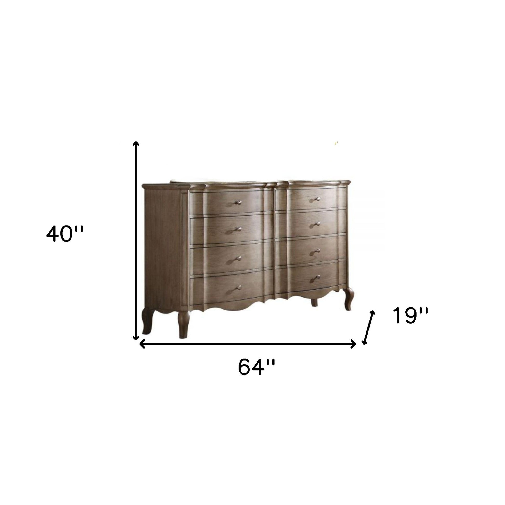 Taupe Solid and Manufactured Wood Eight Drawer Double Dresser image 8