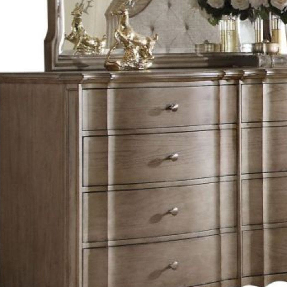 Taupe Solid and Manufactured Wood Eight Drawer Double Dresser image 7