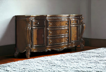 Cherry Oak Solid Wood 5-Drawer Combo Dresser