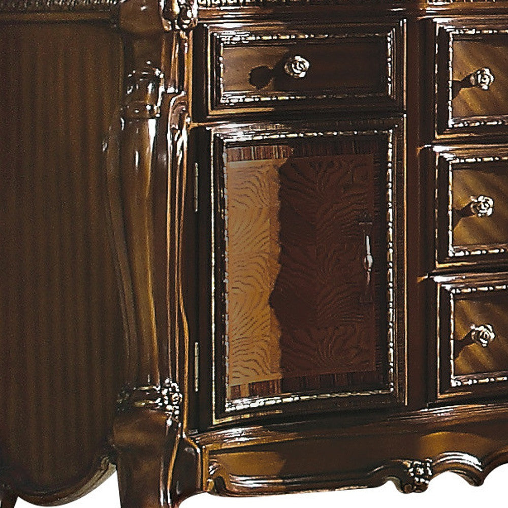 Cherry Oak Solid Wood 5-Drawer Combo Dresser
