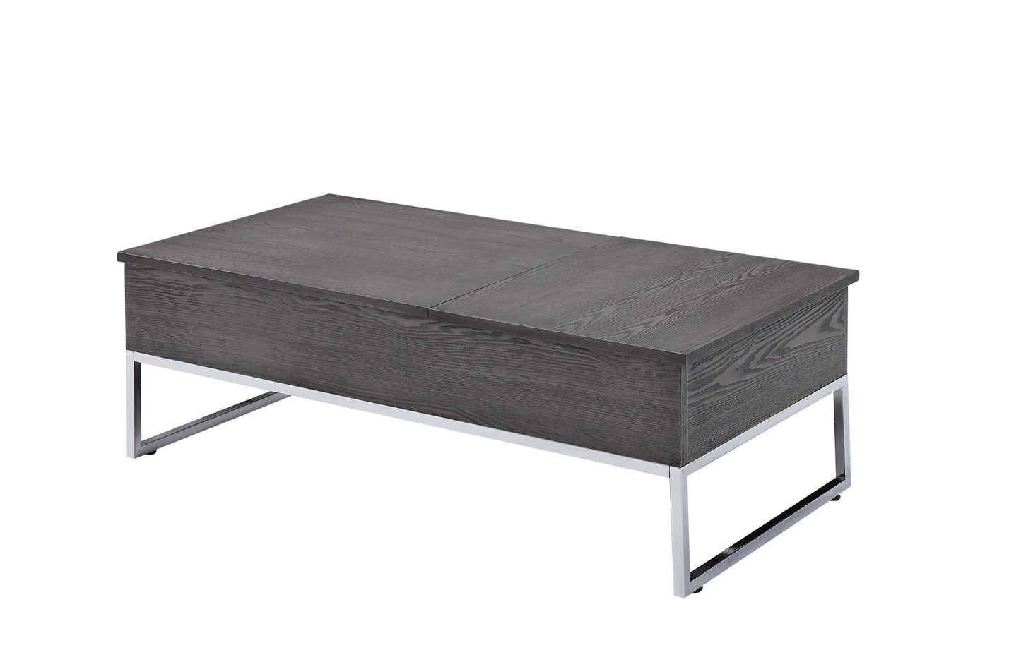 Chrome & Gray Oak Lift Top Coffee Table