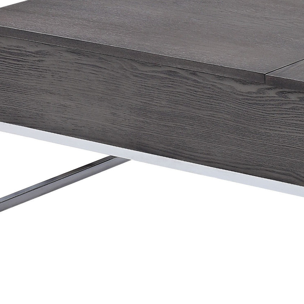 Chrome & Gray Oak Lift Top Coffee Table