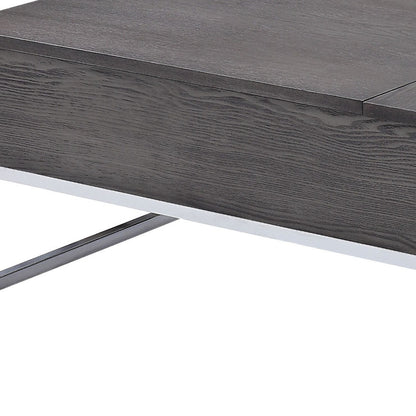 Chrome & Gray Oak Lift Top Coffee Table