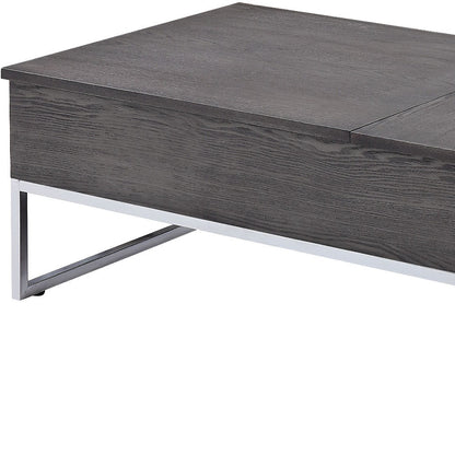 Chrome & Gray Oak Lift Top Coffee Table