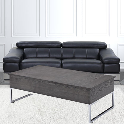 Chrome & Gray Oak Lift Top Coffee Table