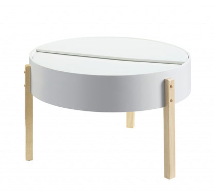 Natural Brown & White Round Coffee Table