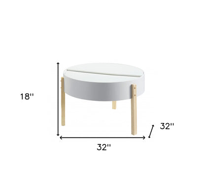 Natural Brown & White Round Coffee Table