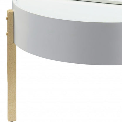 Natural Brown & White Round Coffee Table