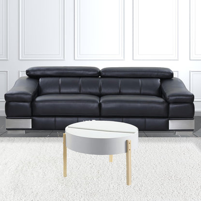 Natural Brown & White Round Coffee Table