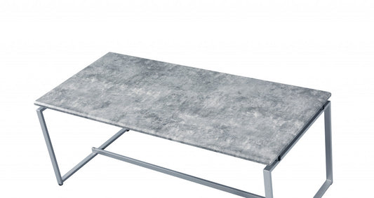 Silver & Faux Concrete Pvc Veneer Coffee Table