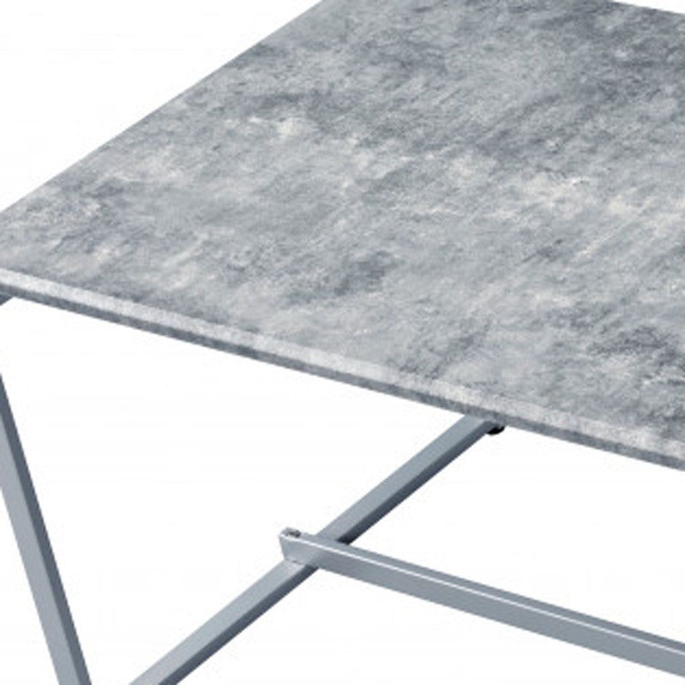 Silver & Faux Concrete Pvc Veneer Coffee Table