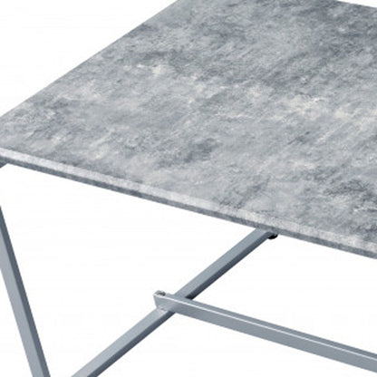 Silver & Faux Concrete Pvc Veneer Coffee Table