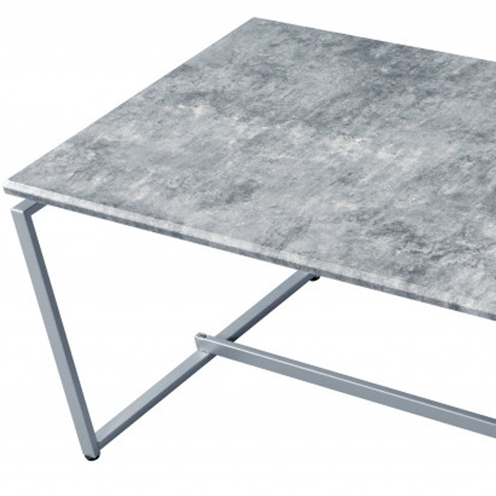 Silver & Faux Concrete Pvc Veneer Coffee Table