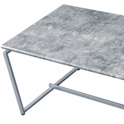 Silver & Faux Concrete Pvc Veneer Coffee Table