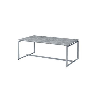 Silver & Faux Concrete Pvc Veneer Coffee Table