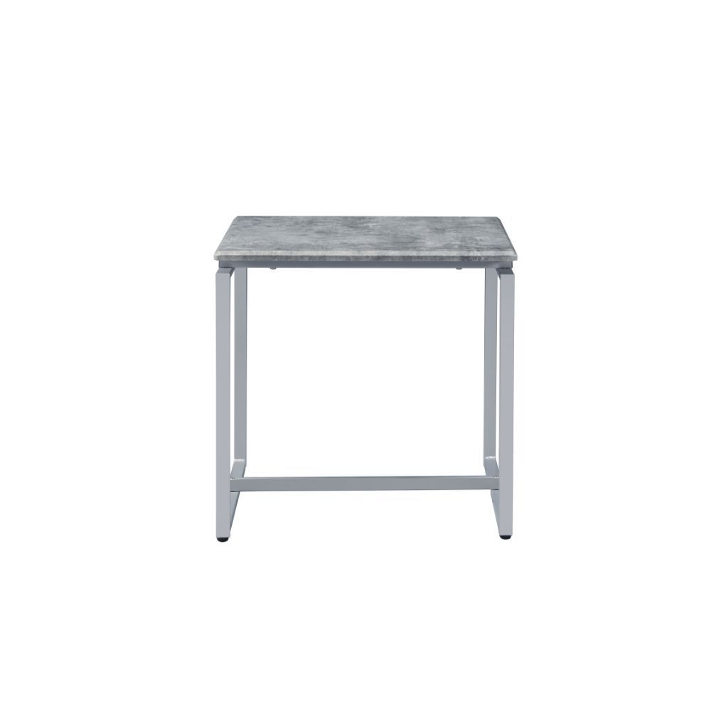 Silver & Faux Concrete Pvc Veneer Coffee Table