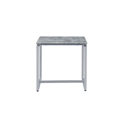 Silver & Faux Concrete Pvc Veneer Coffee Table