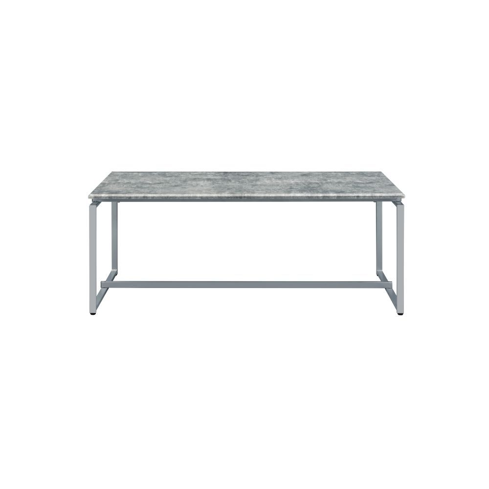Silver & Faux Concrete Pvc Veneer Coffee Table