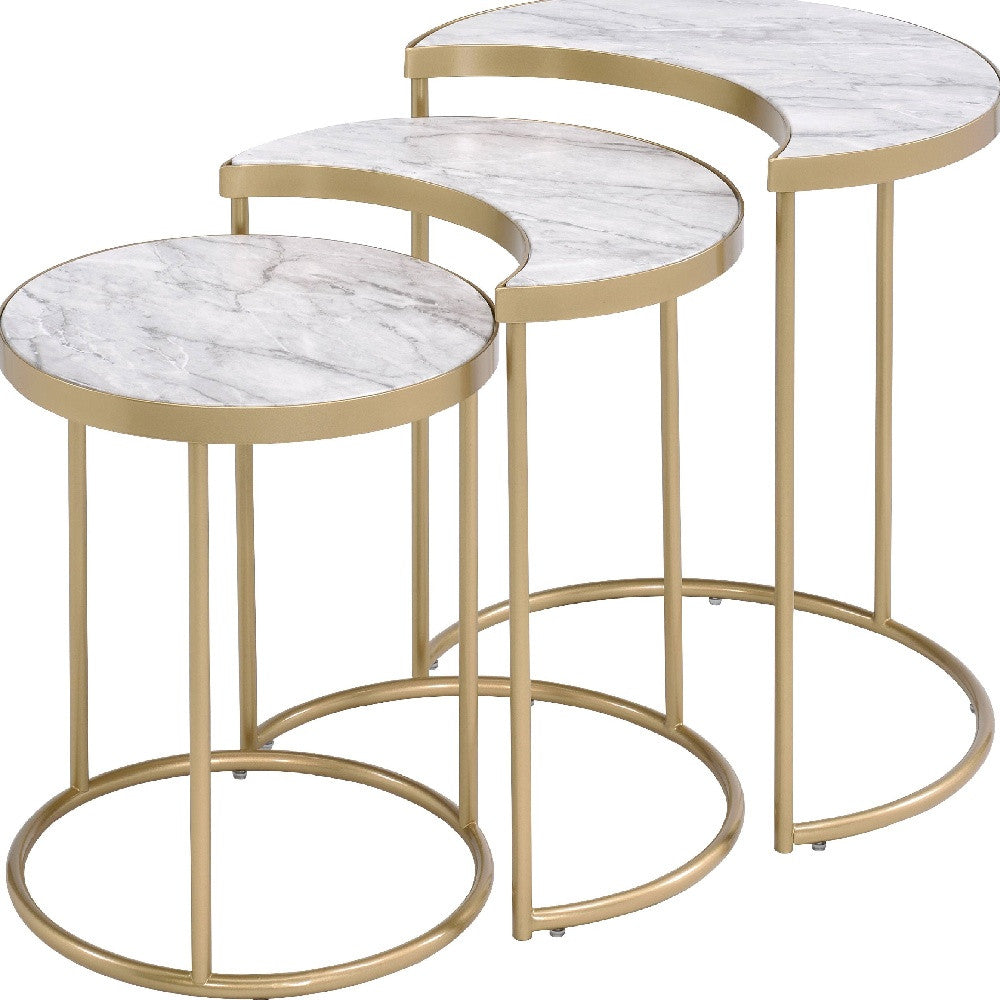 Gray & Gold Metal Round Nesting Tables