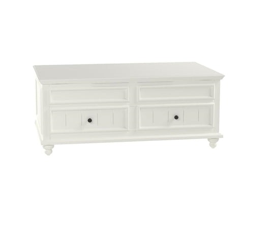 White Wood Lift Top Coffee Table w/ 2 Drawers
