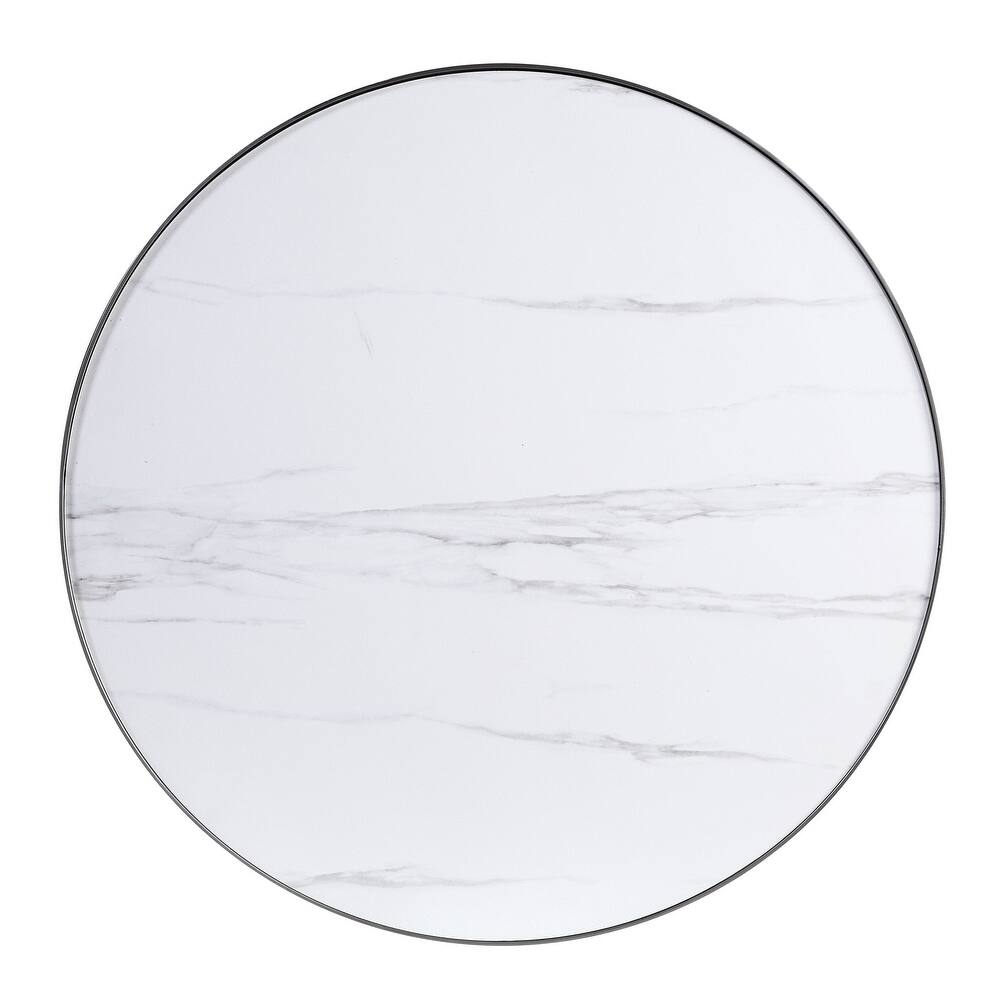 White & Silver Faux Marble Round Nesting Tables
