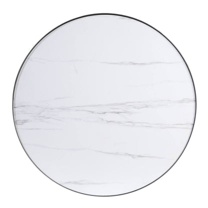 White & Silver Faux Marble Round Nesting Tables