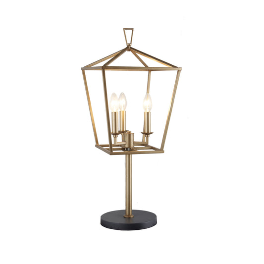 Black Iron Three Light Bedside Table Lamp