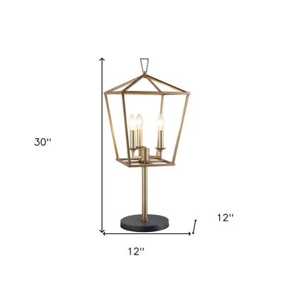 Black Iron Three Light Bedside Table Lamp