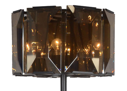 Dark Bronze Floor Lamp w/ Amber Solid Color BeveGlass Shade
