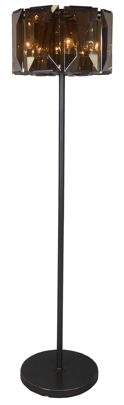Dark Bronze Floor Lamp w/ Amber Solid Color BeveGlass Shade