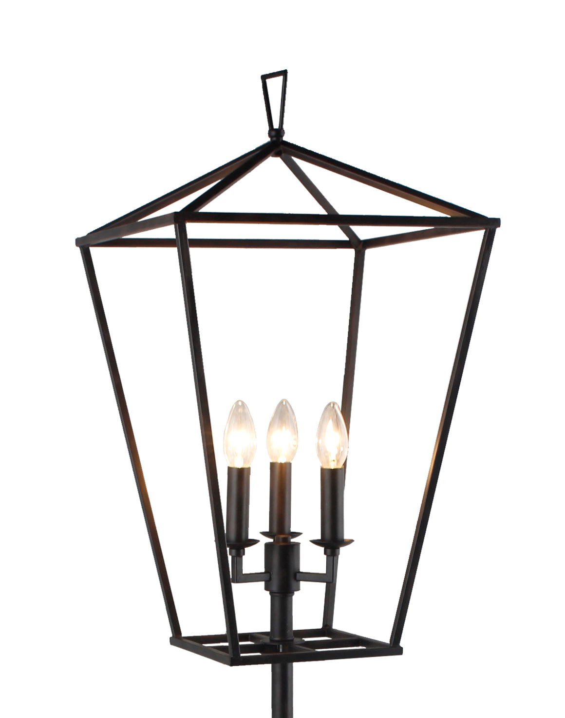 Black 3-Light Floor Lamp w/ Black Geometric Shade