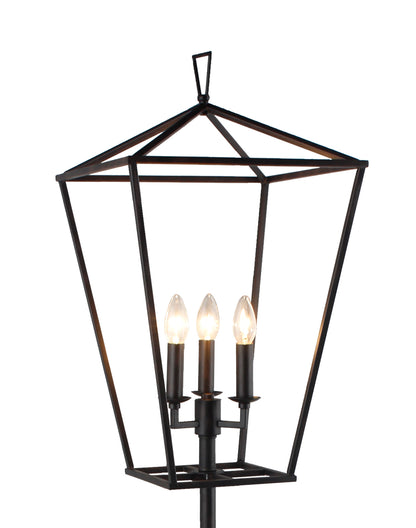 Black 3-Light Floor Lamp w/ Black Geometric Shade