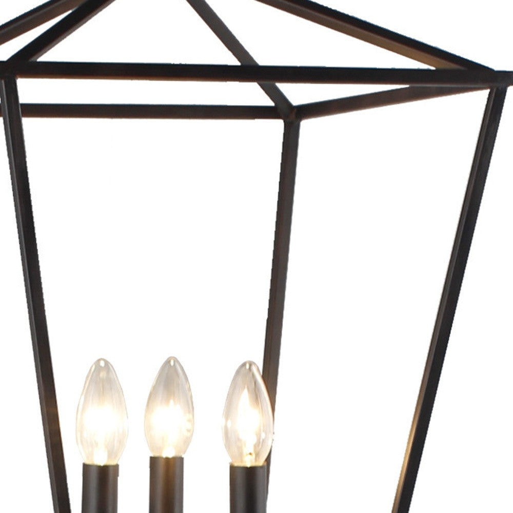 Black 3-Light Floor Lamp w/ Black Geometric Shade