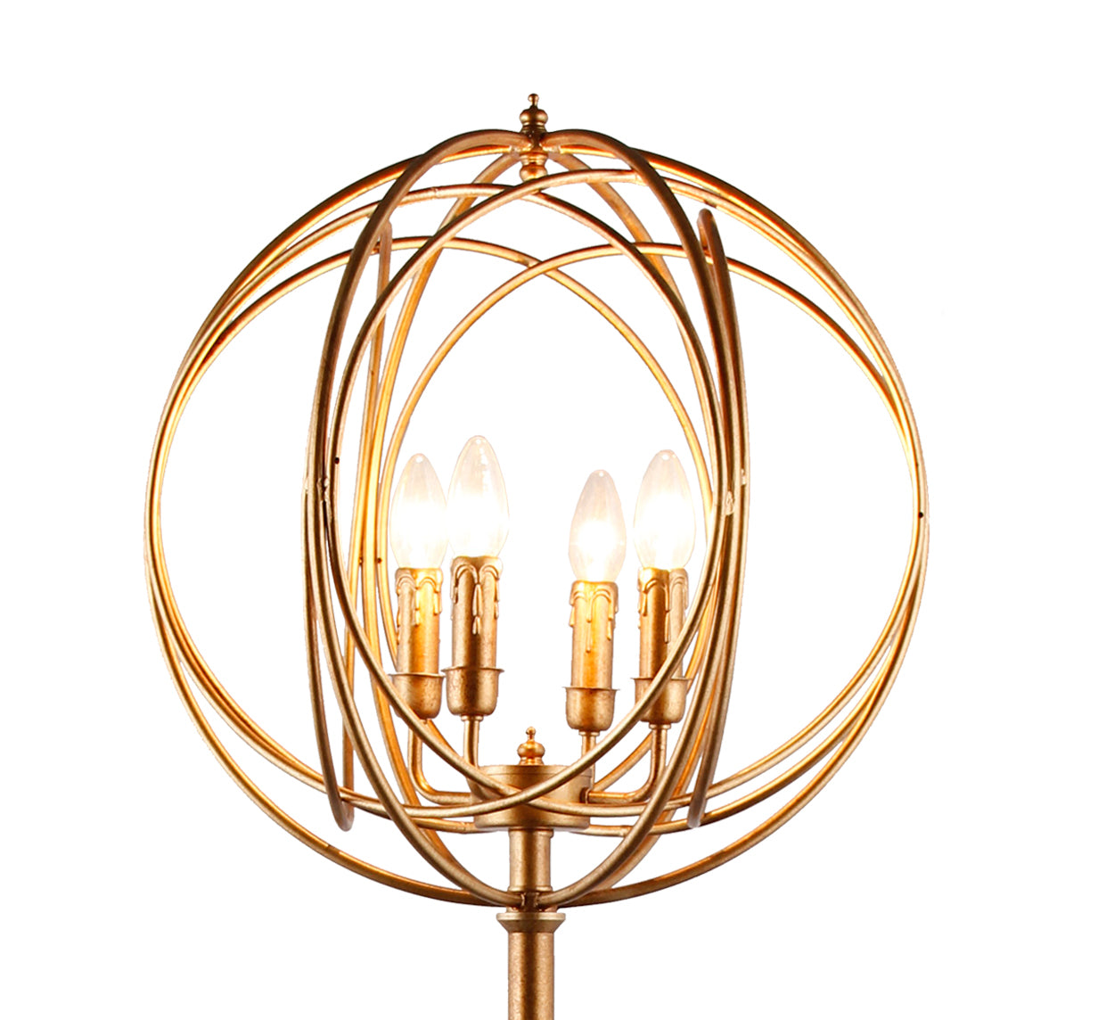 Gold 4-Light Floor Lamp w/ Modern Gold Geometric Shade