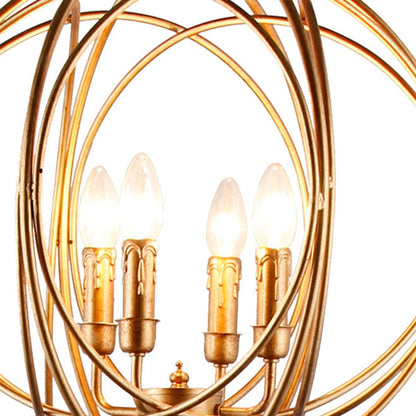 Gold 4-Light Floor Lamp w/ Modern Gold Geometric Shade