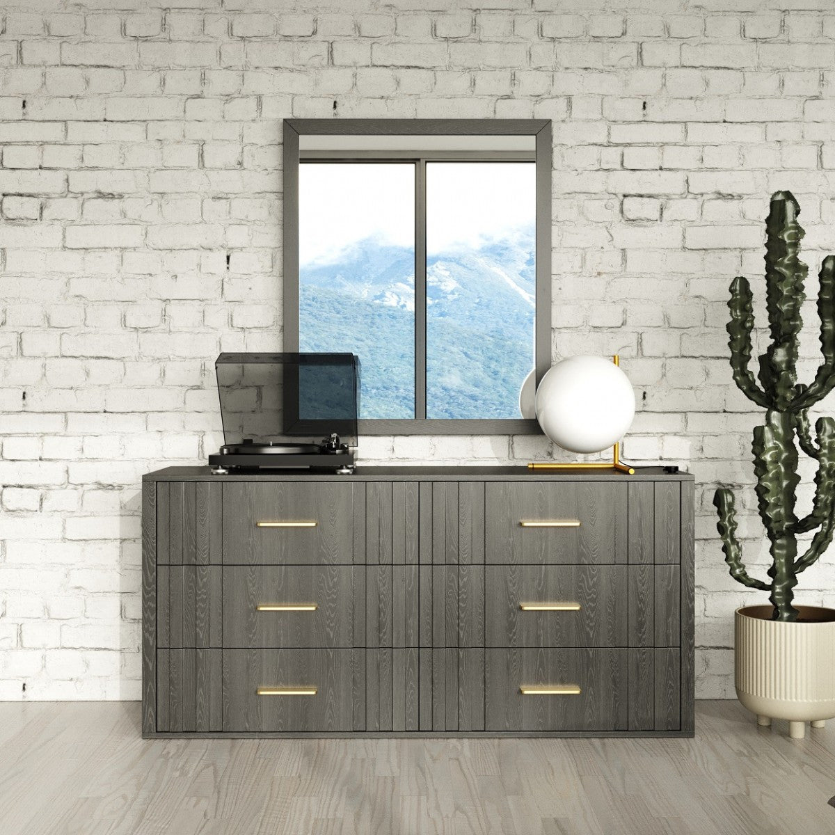 Dark Grey Solid And Manufactured Wood Six Drawer Dresser image 5