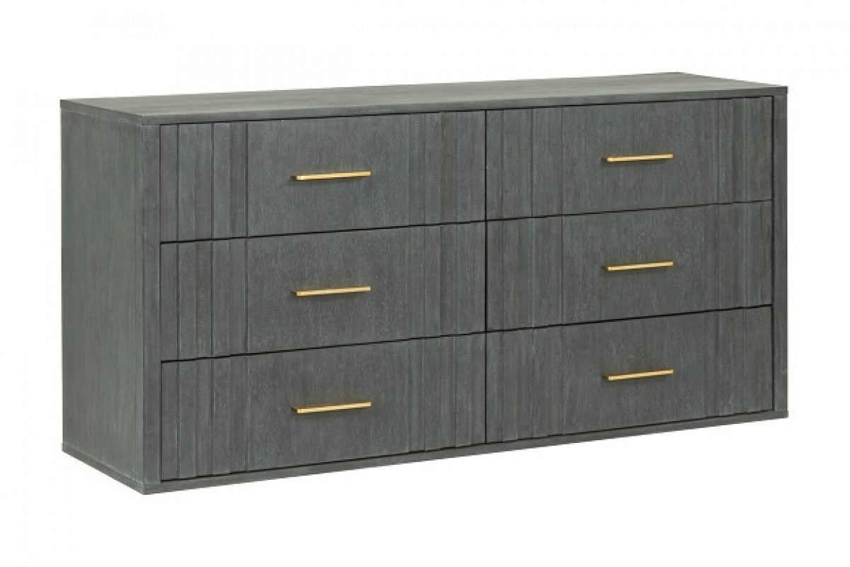 Dark Grey Solid And Manufactured Wood Six Drawer Dresser image 2