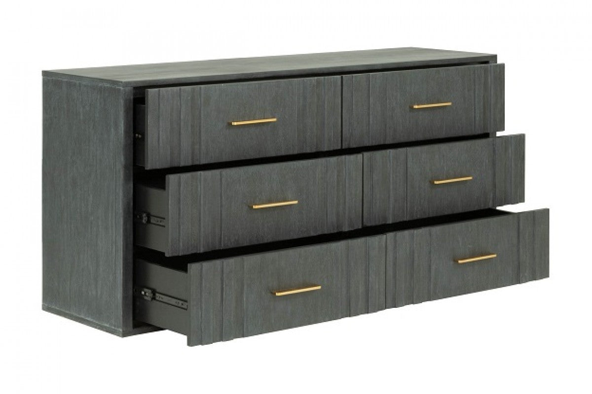 Dark Grey Solid And Manufactured Wood Six Drawer Dresser image 3
