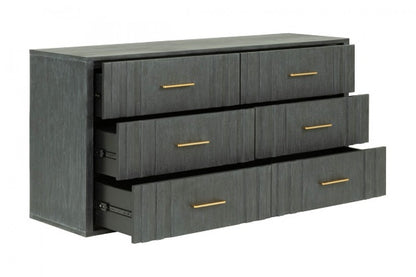 Dark Grey Solid And Manufactured Wood Six Drawer Dresser image 3
