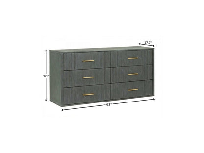 Dark Grey Solid And Manufactured Wood Six Drawer Dresser image 6