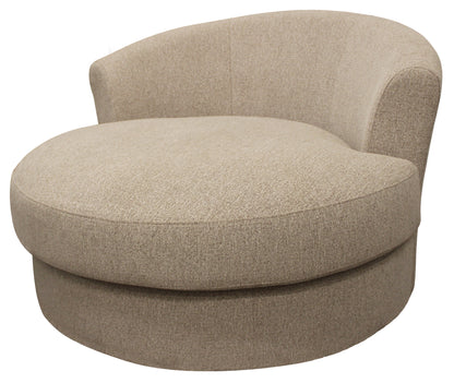 Sand Linen Upholstered Swivel Round Accent Chair & Toss Pillows