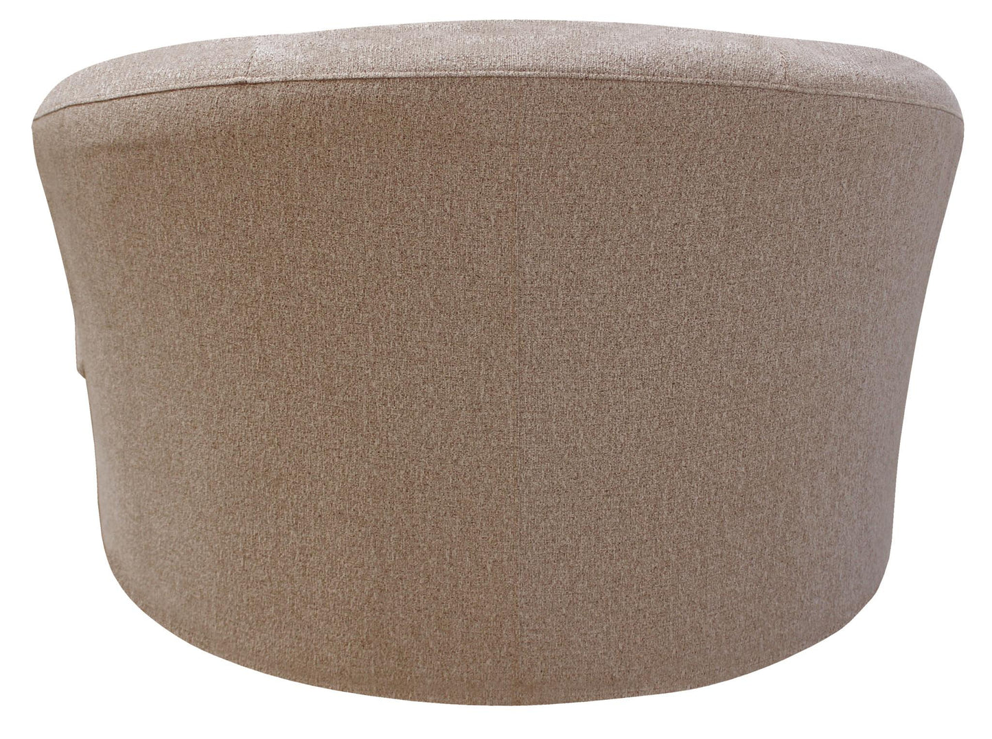 Sand Linen Upholstered Swivel Round Accent Chair & Toss Pillows