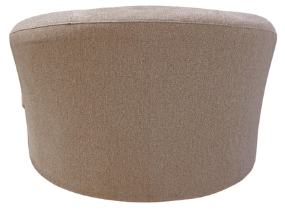 Sand Linen Upholstered Swivel Round Accent Chair & Toss Pillows