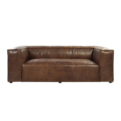 Brown Top Grain Leather Sofa With Black Legs