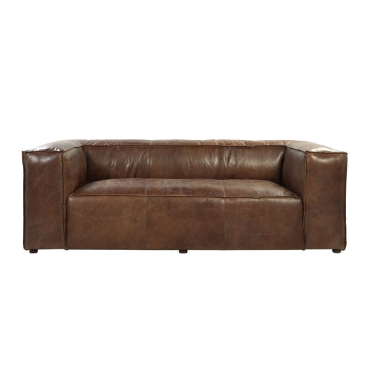 Brown Top Grain Leather Sofa With Black Legs